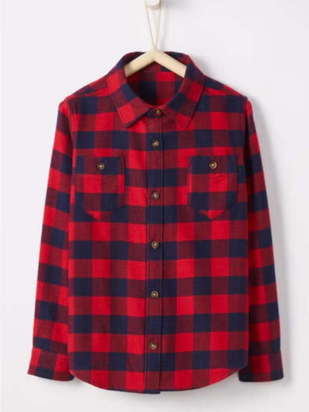 Hanna Andersson Boy’s Buffalo Plaid Flannel Shirt Red and Navy